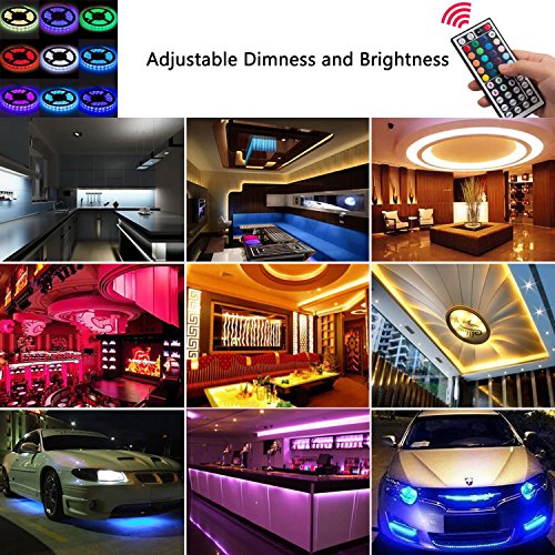 image for Adecorty LED Strip Light, Waterproof 16.4Ft/5M 300 LEDs RGB SMD5050 Fl