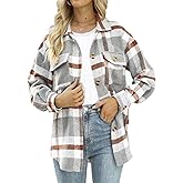 ELIY BASIC Women's 2025 Casual Flannel Plaid Shacket Long Sleeve Button Down Lapel Pocketed Jacket Shacket
