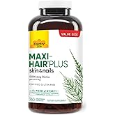 Country Life Maxi-Hair Plus 5000 mcg Biotin, 360 Capsules, Certified Gluten Free, Certified Vegetarian