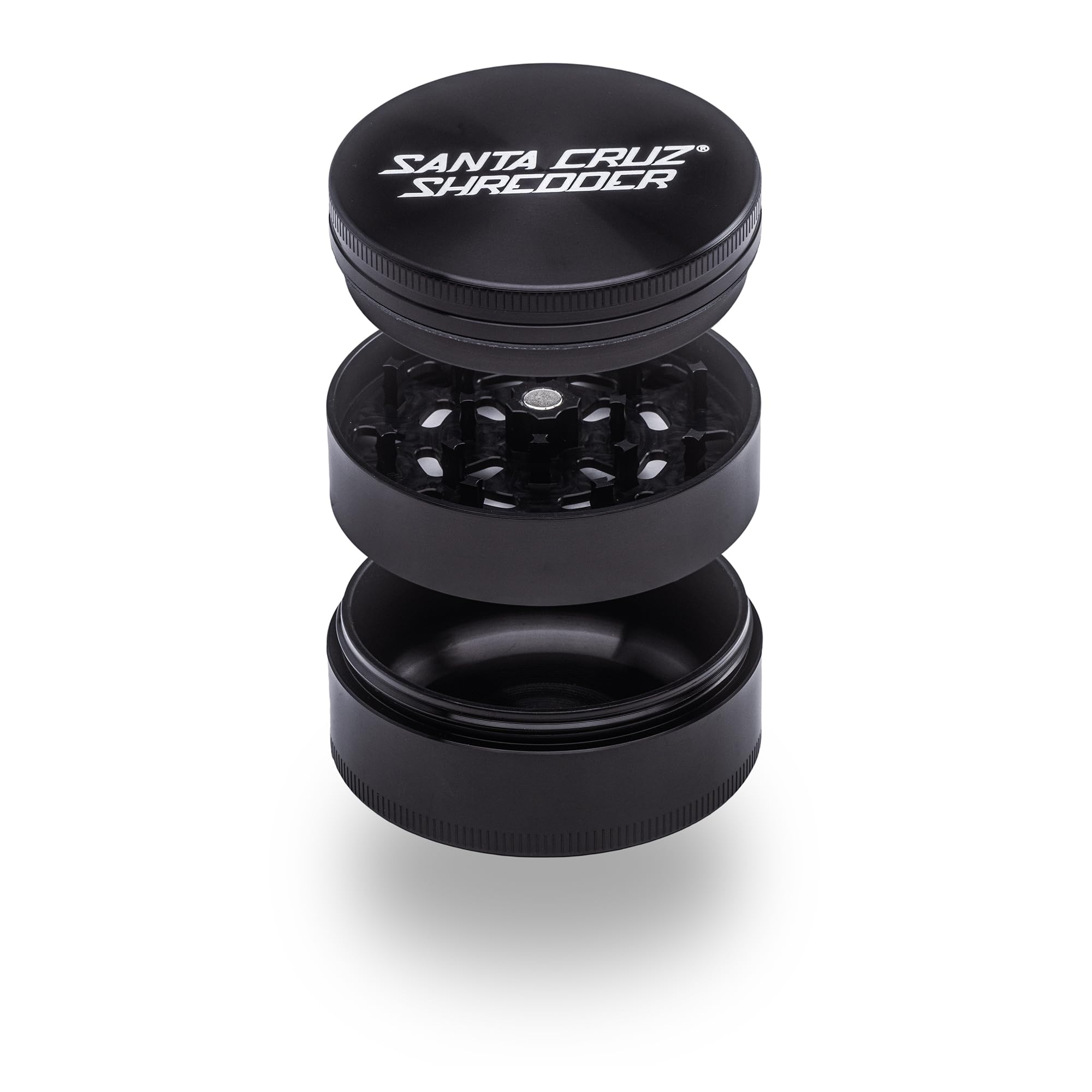 Santa Cruz Shredder Metal Herb Grinder Knurled Top for Stronger Grip 3-Piece Large 2.7" (Black)