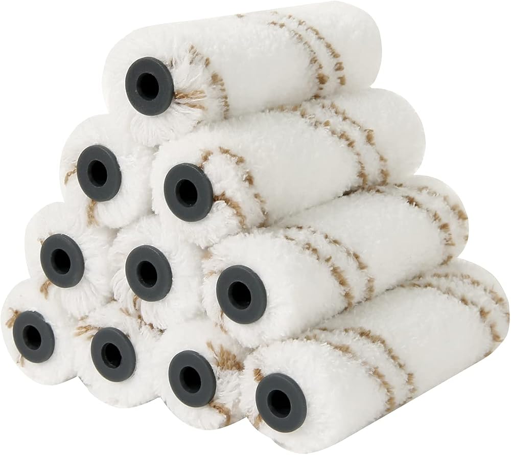 Mister Rui 4 inch Microfiber Paint Roller Set - Small Rollers Pack of 10