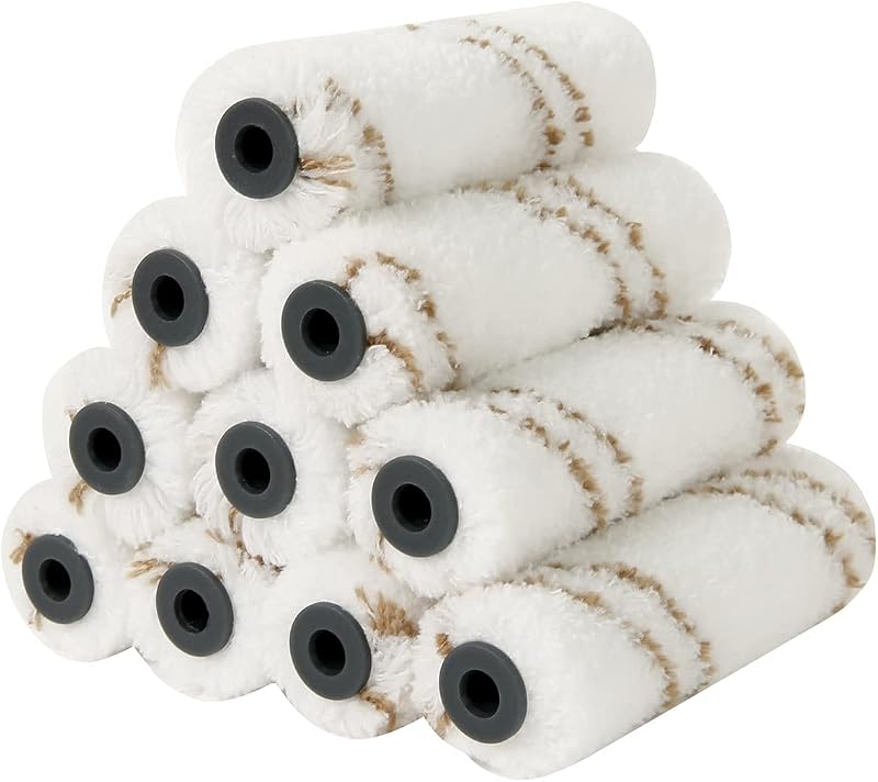 Mister Rui 4 inch Microfiber Paint Roller Set - Small Rollers Pack of 10