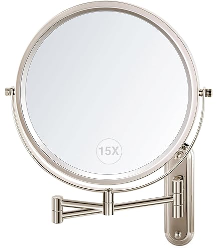 Miroir De Maquillage Mural LED - Double Face 1x/10x, 3 Couleurs Lumière, Bras Extensible 360° - 8