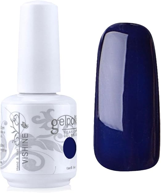 Vishine Vernis à ongles Semipermanent GelPolish Soakoff UV LED Manucure Vernis Gels Bleu roi