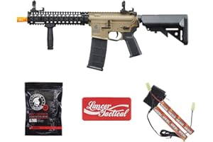 Lancer Tactical Gen 2 Raider Durable M4 Airsoft Gun w/Steel Front Rail, Grip & High Speed Mid Mag- 9.6v Nimh 1600 mAh Battery, Charger, and 1000 Rounds 0.20g BBS Included