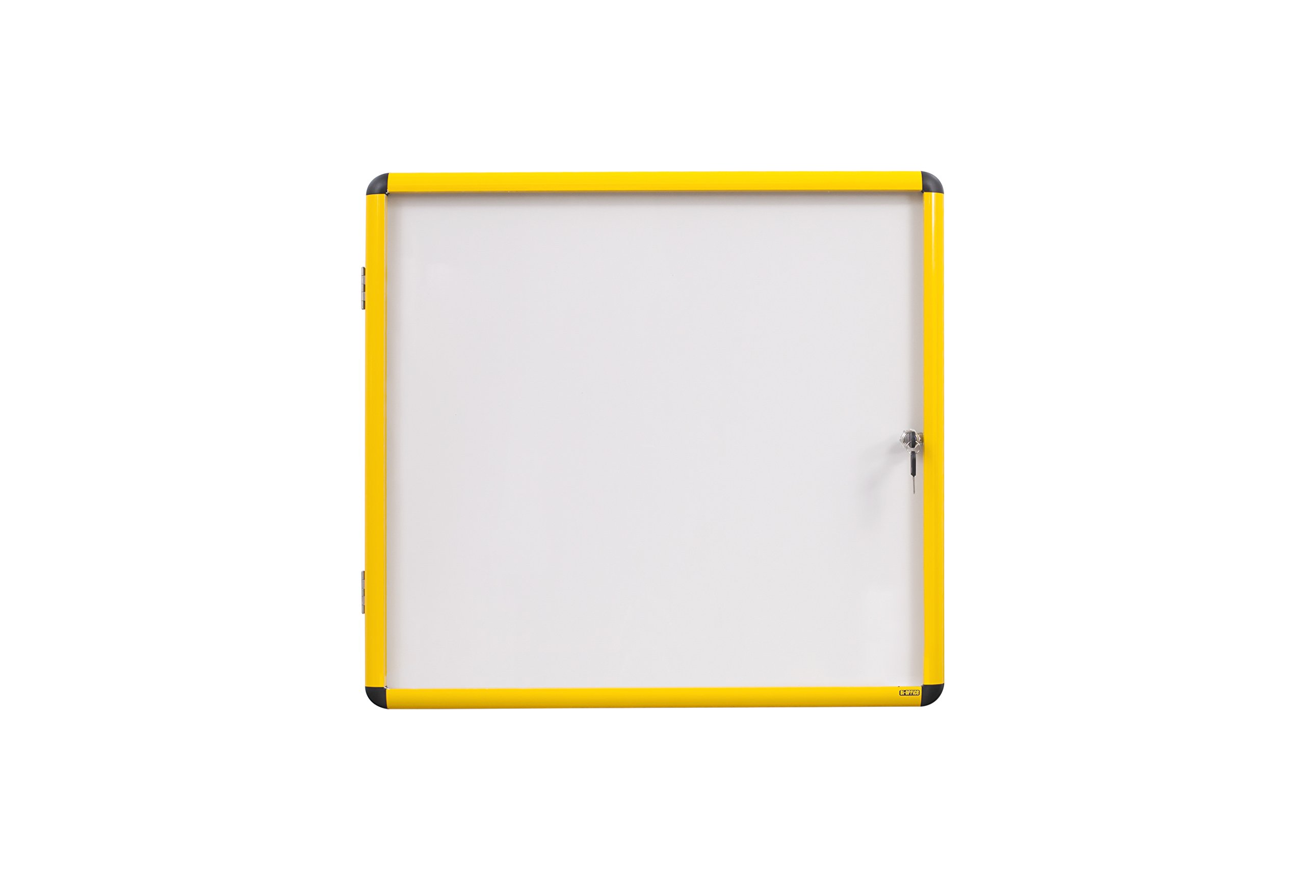 Bi-Office Ultrabrite Display Cabinet 4 x A4 Magnetic with Yellow Aluminium Frame