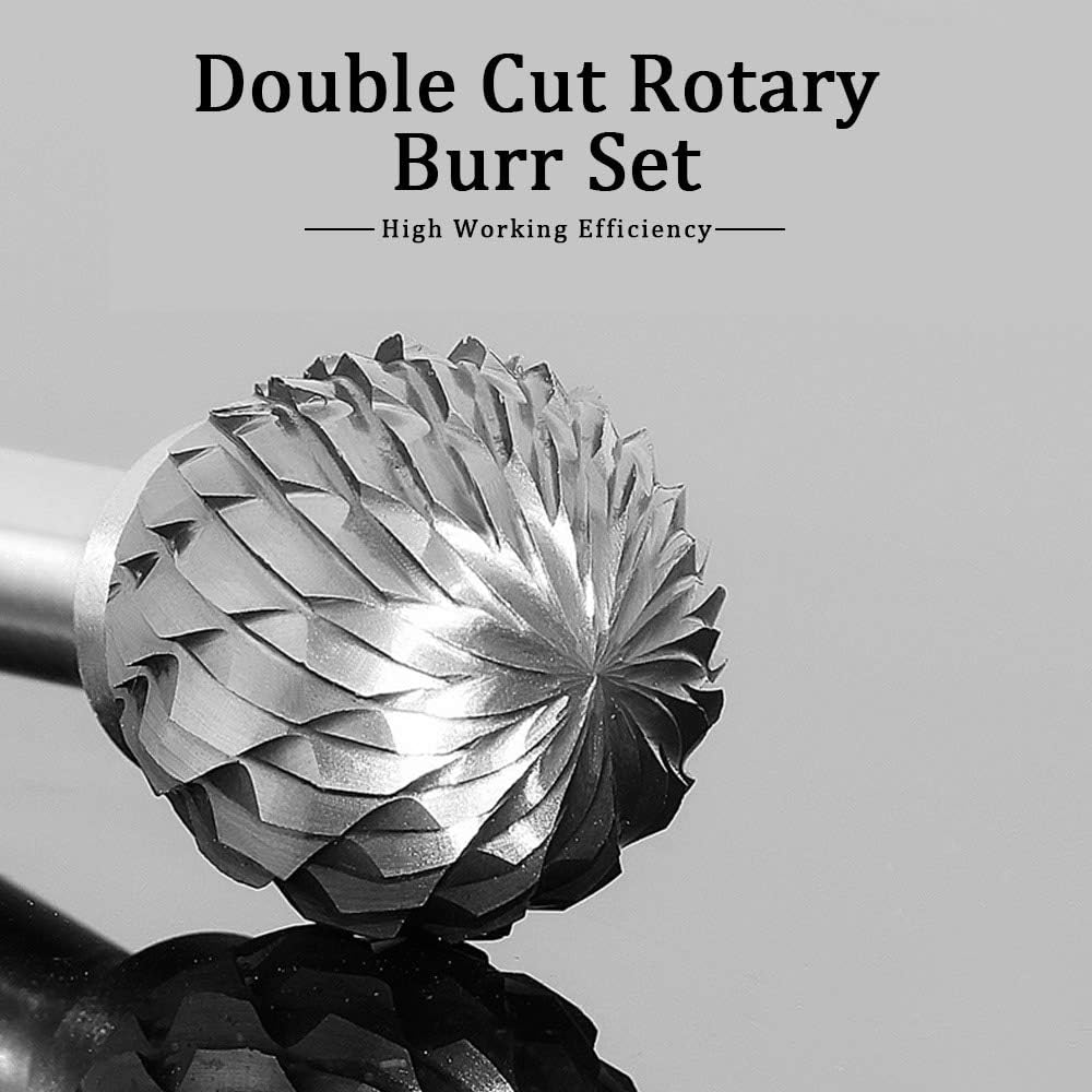 Tungsten Carbide Rotary Burr Set for Dremel 10PCS Carbide Double Cut Carving Burr Bits with 1/8” Shank Rotary Tool Accessories for Woodworking Engraving - Image 3