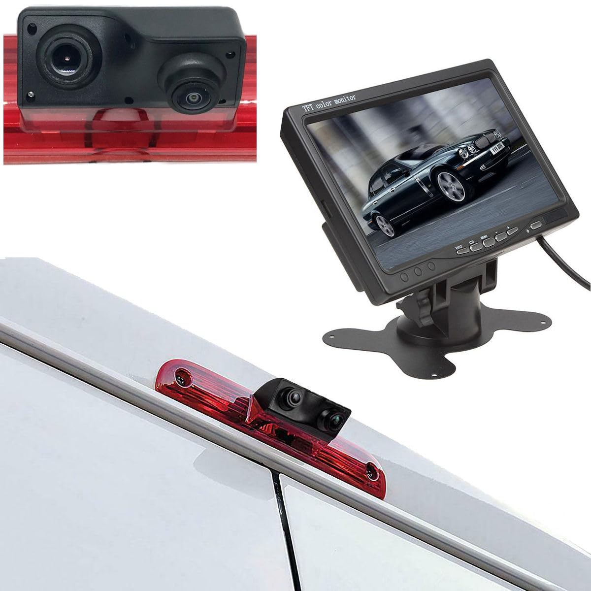 Dolphin Automotive Dual Rear & Reversing Brake Light Camera For Peugeot Boxer 2006 Onwards (Camera & 7" Dash Monitor) — image 1