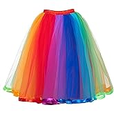 Rainbow Skirt Rainbow Puffy Tutu Layered Tulle Petticoat Skirt for Adults Party