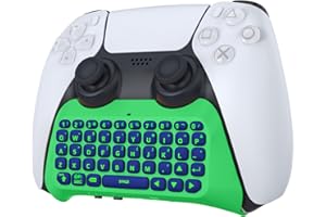 MoKo Keyboard for PS5 Card Game Controller with Green Backlight, Bluetooth Wireless Keypad Chatpad Case for PlayStation 5, Bu