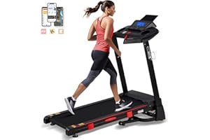HUAGEED Treadmill for Home with 15% Auto Incline, 0.5-10 MPH Speed, Foldable Treadmills with APP, Speaker, 18" Wide Belt, 15 Programs, Smart Running Machine for Apartment Walking and Jogging, 3HP