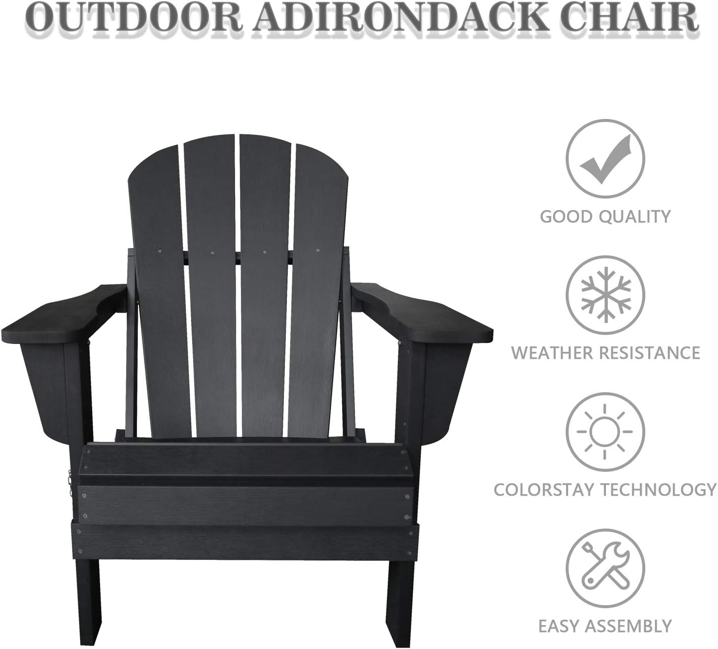 DAILYLIFE Plastic/Resin Classic Outdoor Foldable Adirondack Chair Polystyrene Weatherproof Lounge Chair for Porch Patio Deck Garden,Backyard & Lawn Furniture: Kitchen & Dining