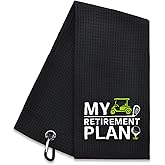 Hafhue My Retirement Plan Embroidered Golf Towel, Golfer Accessories for Men Women, Golfs Gifts for Men Women, Retirement Gifts for Dad Grandpa Golfer Lover Fan