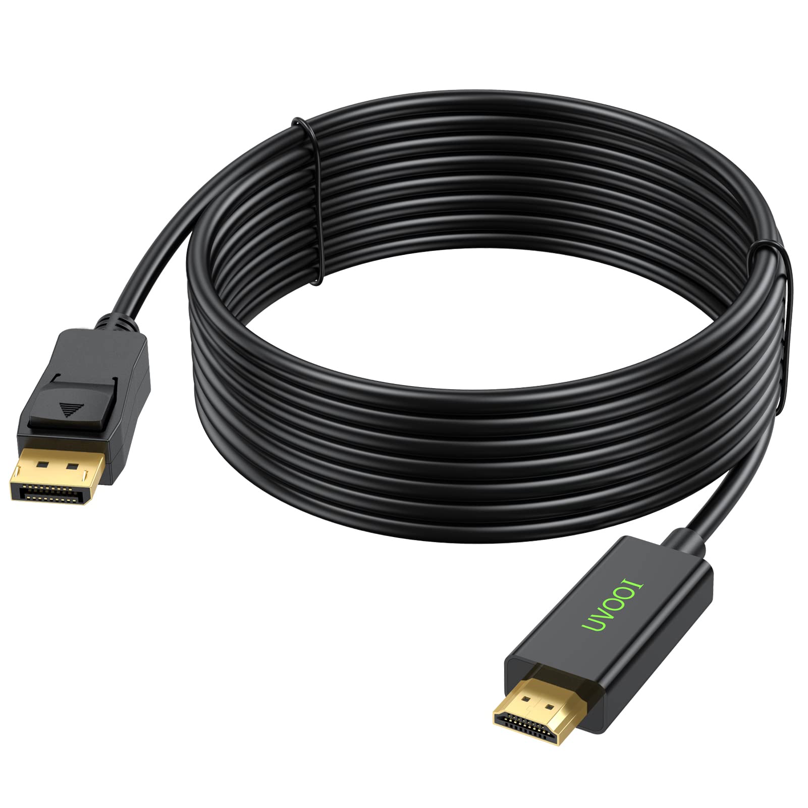 Photo 1 of UVOOI DisplayPort to HDMI Cable 15 feet, Display Port (DP) to HDMI Male to Male Adapter Cable 1080P HDTV - Gold-Plated