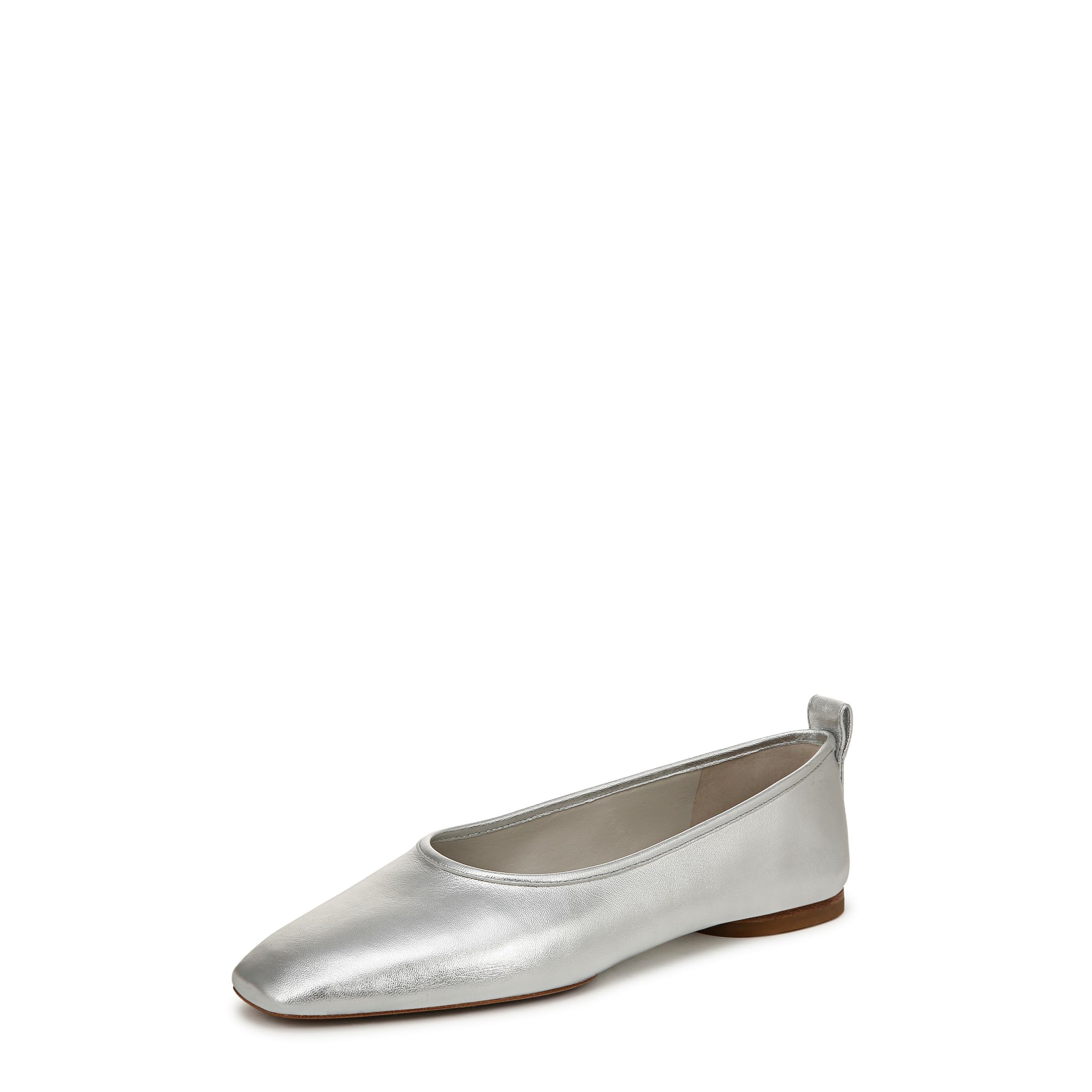 Vince Women’s Vivian Classic Ballet Flat Silver Leather 5.5 M