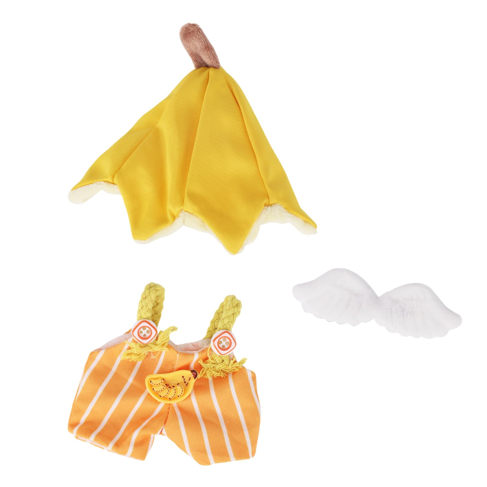 Sinbana 17cm Doll Clothes Set, Cloth Adorable Doll Banana Outfit Clothing Designer Accessories with Yellow Hat & Cute Wing for Plush Toy Decoration Display & Collection
