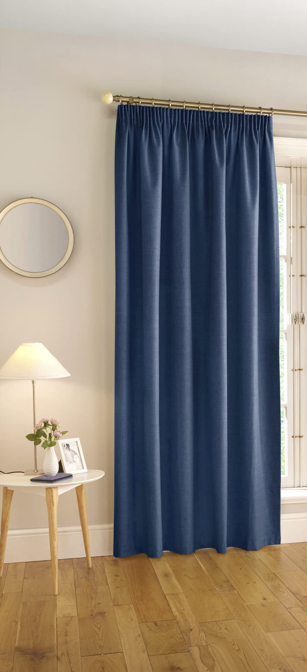 Enhanced Living Harvard Navy Thermal Insulated 100% Blackout Tape Top Door Curtain (168 x 214cm)