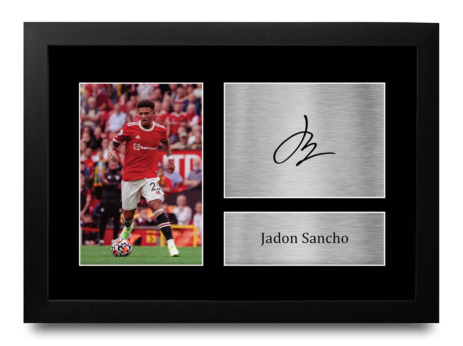 HWC Trading FR A4 Jadon Sancho Gifts Printed Signed Autograph Picture for Football Fans and Supporters - A4 Framed