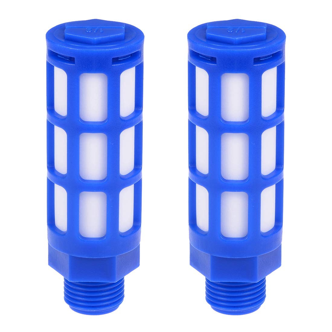 sourcingmap Plastic Pneumatic Muffler Exhaust Air Line Silencer 1/2 PT Blue, 2pcs