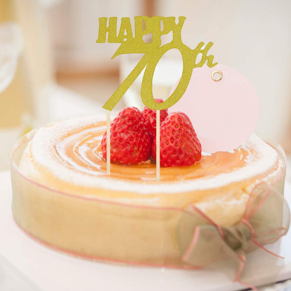 Amosfun 12pcs Gateau Topper Paillettes En Forme De Happy 70th Decoraiton Pour 70eme Anniversaire Fete Decorations Et Accessoires De Fetes Decorations