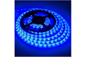 XINKAITE Waterproof Blue Led Strip Lights 16.4 Ft 300leds 60LEDs/m White Flexible Tape Lighting Tape Lights for Boats, Bathroom,Mirror,Ceiling and Outdoor (No Included 12V Power Plug/Adapter)