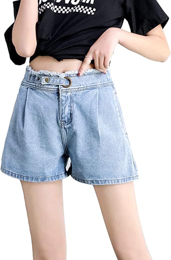pleated jean shorts