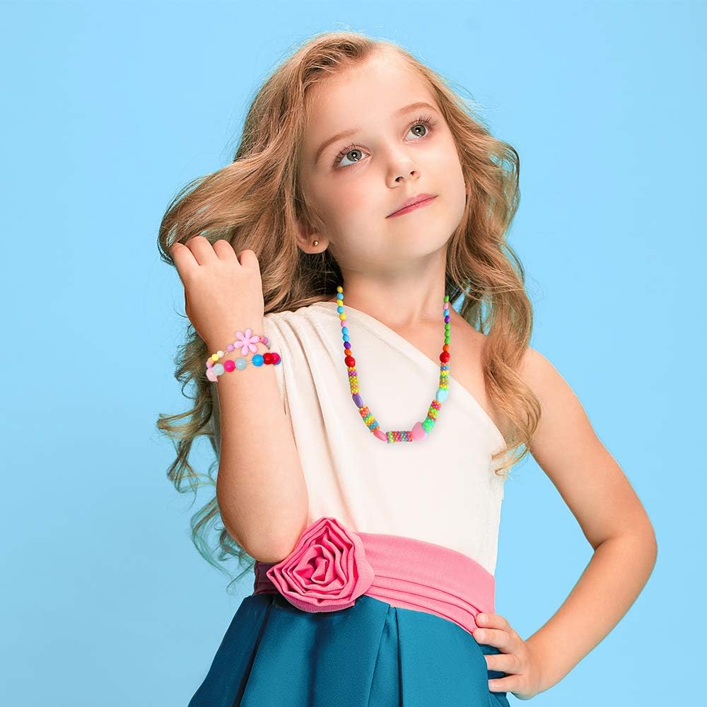 ONESING 22 Pcs Toddler Costume Jewelry Gift Princess Necklace Bracelet Set Girls Play Jewelry Kit Necklace Bracelet for Kids Play Dress Up: Clothing