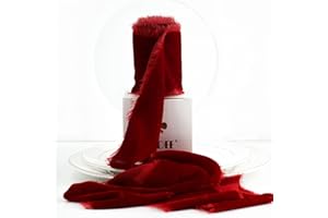 MEEDEE 3 Inch Red Fringe Silk Ribbon for Wreaths, Flower Bouquet, Photography, Dress Sash, Baby Shower, Wedding Decor (3 Yards)