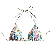 Milumia Women's Printed String Triangle Bikini Top Tie Backless Halter Cute Boho Swimsuit Tops