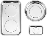 CASOMAN 3-Piece Stainless Steel Magnetic Trays Round Square Parts Organizer view 8