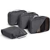 Solgaard Packing Cubes - 4PK Travel Kit Storage &amp; Organization Bags (Grey) | Compact Compression Squares Set | Zippered Plane Storage for Carry-On or Checked Luggage | Organizing Set for Easy Traveling