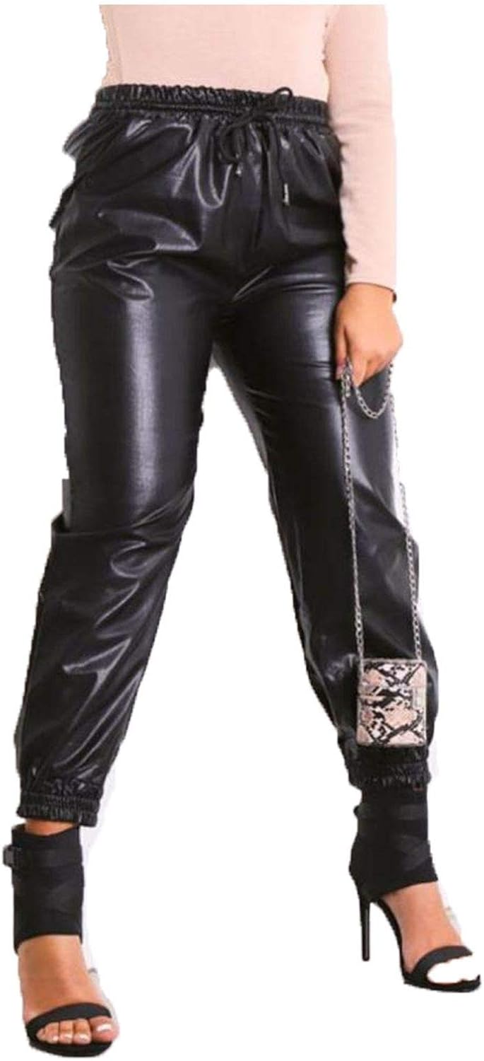 leather jogger pants womens