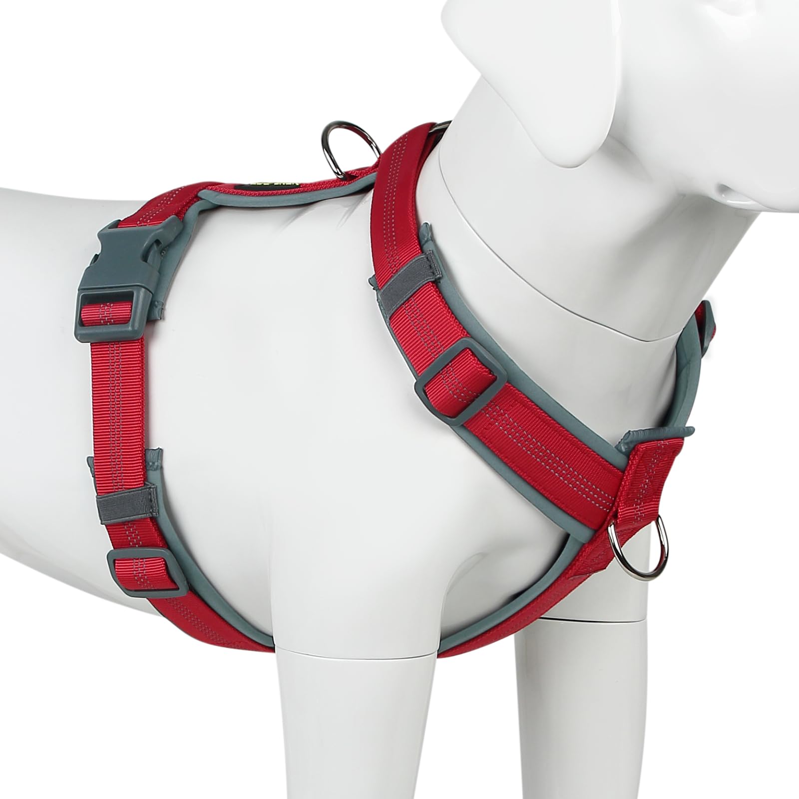 Photo 1 of Plutus Pet No Pull Dog Harness, Adjustable Nylon Harness with Soft Padding, Reflective and Heavy Duty Dog Harness for Small, Medium, Large Dogs(Red, S)