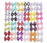YAKA 50Pcs/25Paris Cute Puppy Dog Hair Bows with Clips Bows Bowknot Dog Topknot 2.24inch Bows Cute Dog Pet Hair Clips Cute Dog Hair Bows Handmade Hair Accessories Bow Pet Grooming Products (Style 1)