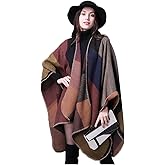 Epsion Women's Color Block Shawl Wrap Plus Size Cardigan Poncho Cape Open Front Long Winter Sweater Coat