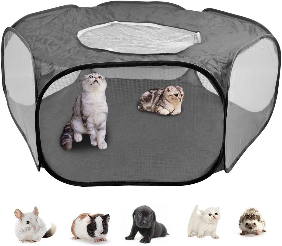 DODUOS Small Animal Cage Tent Pop Up Playpen Foldable Outdoor Indoor 83x53x38