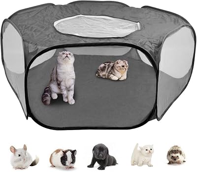 DODUOS Small Animal Cage Tent Pop Up Playpen Foldable Outdoor Indoor 83x53x38