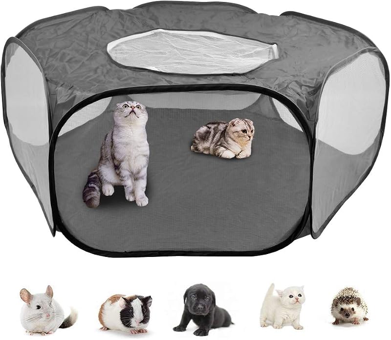 DODUOS Small Animal Cage Tent Pop Up Playpen Foldable Outdoor Indoor 83x53x38