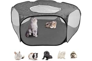 OTYMIOW Small Animal Playpen, Hamster Playpen Cage, Pop-Up Pet Fence, Foldable Pet Tent with Cover, Outdoor Indoor Exercise F