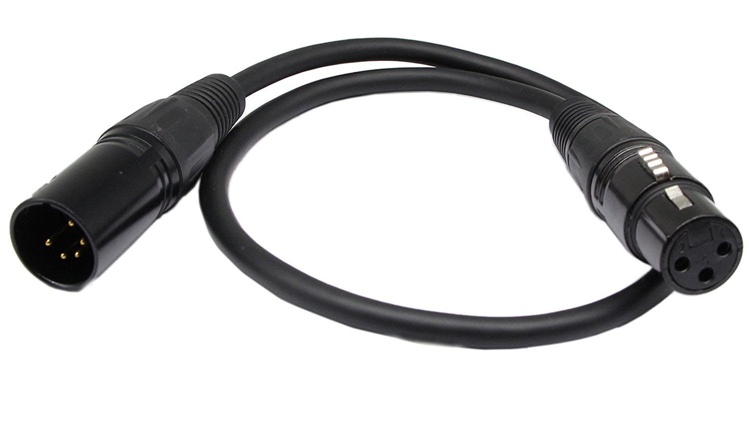 SinLoon DMX 512 Stage Light Cable XLR Male 5 Pin to XLR Female 3 Pin Connection With Metal Connectors for Stage and DJ Lighting Fixtures-1.6FT
