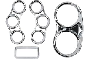 Chrome Instrument Dash Gauge Covers with Visor Compatible with 2006+ Peterbilt 379 384 386 387 389 ; Easy to Install, Plug an
