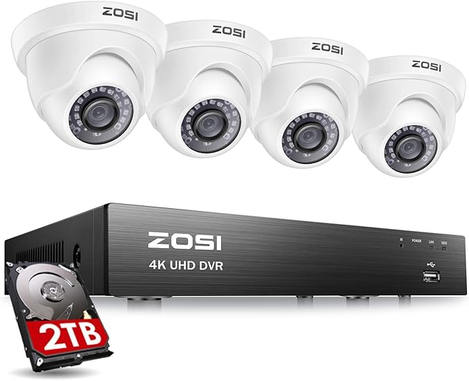 ZOSI 4K Ultra HD Outdoor Videoüberwachung System 8CH TVI H.265+ 4K DVR Recorder mit 2TB
