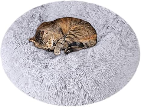 Hjxvcsdh Lit De Chat En Peluche Pour Animaux De Compagnie Lit De Couchage Rond Doux Et Moelleux En Peluche Amazon Fr Animalerie