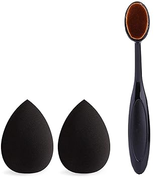 Spanking Beauty 2+1 Pcs Makeup Sponges with Makeup Foundation Brush, Professional Foundation Beauty Sponge and Makeup Brush for Liquid, Cream and Powder (2 Sponges + 1 Foundation Brush)
