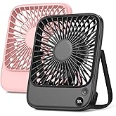 TOPK 2 Pack 5000mAh Portable Desk Fan, Ultra-Thin Rechargeable Battery Operated Fan with Digital Display, Quiet 4-Speed Small Personal Travel Fans for Office, Bedroom, Cruise, Outdoor