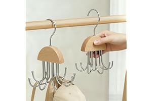 Belt Hanger for Closet Organizer, Space-Saving 360 Swivel Rack with 8 Hooks, Maximum 24 Storage Capacity for Tank Tops,Bras,T