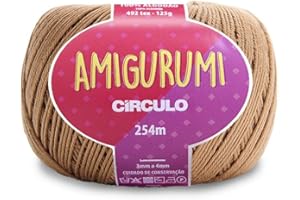 CÍRCULO Circulo Amigurumi Yarn, 100% Mercerized Brazilian Virgin Cotton - Cotton Yarn for Crocheting and Knitting, Soft Yarn, Brown Yarn Art - Sport Weight Yarn, 4.4 oz, 278 yds - Color 7625 - Chestnut