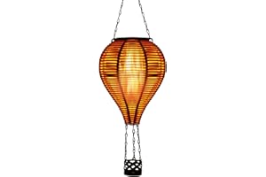 pearlstar Solar Hot Air Balloon Lantern with Flame Light Outdoor Hanging Solar Powered Lights Waterproof for Patio Yard Farmhouse Garden Wedding Holiday Decoration