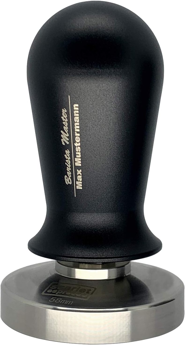 Scarlet Espresso Calibrated Tamper "Perfetto" for Barista with Personalised Name Laser Engraving in Handle (54 mm)