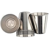 ASUNFO 6 Pack 2 Oz Stainless Steel Shot Glasses Cups Mini Metal Espresso Beer for Mug Home Restaurant Tequila Liquor Party